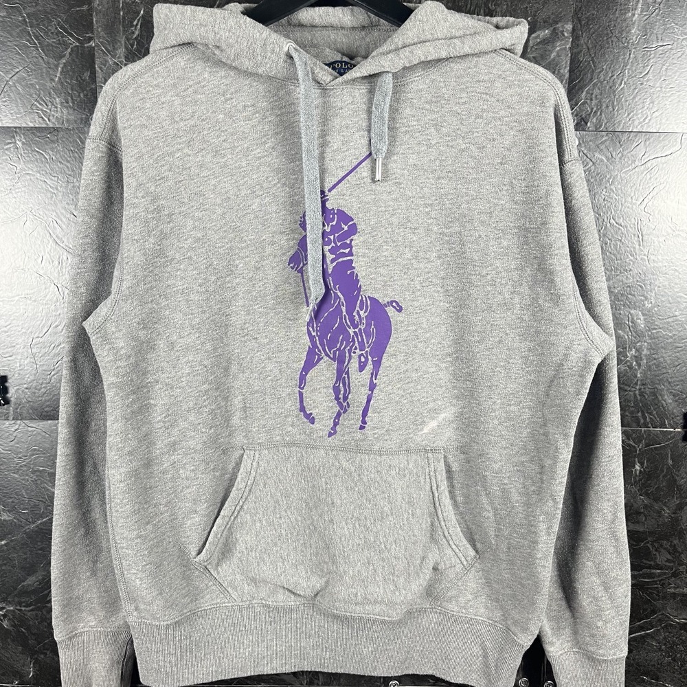 Polo Ralph Lauren Men's Grey Big Pony Fleece Hoodie XS -Flaws